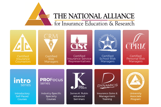 Education and Certification programs offered through TopClass LMS by The National Aliiance for Insurance Education and Research